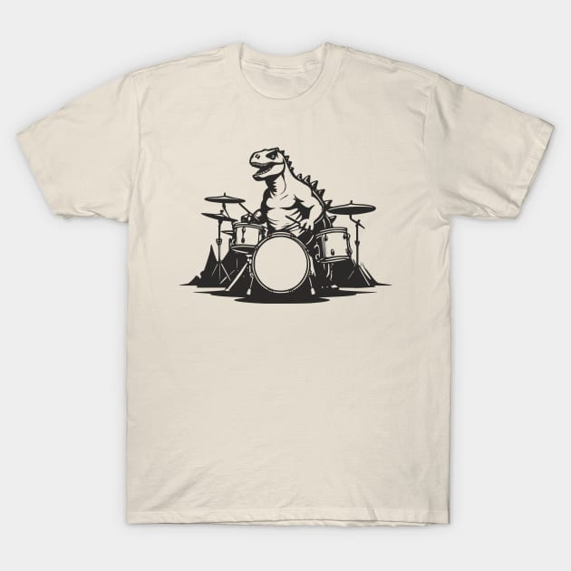 Dino Drummer T-Shirt by aceofspace